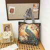 Peacock Canvas Tote Bag With Embroidery And Large Capacity For Daily Use