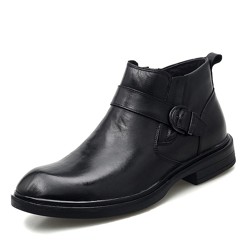 

Высококачественные зимние ботинки Ботильоны «Челси» на меху Мужские кожаные ботинки Толстая подошва Натуральная кожа Формальные зимние ботинки Повседневные ботинки 42