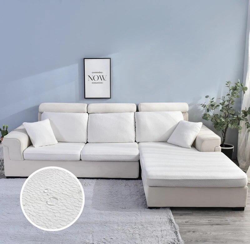 Funda de Cojín para Sofá Jacquard Impermeable Color Sólido Elástica Fundas Deslizantes para Sofá Funda de Sofá Couch de Spandex Extraíble Sala de Estar Hogar