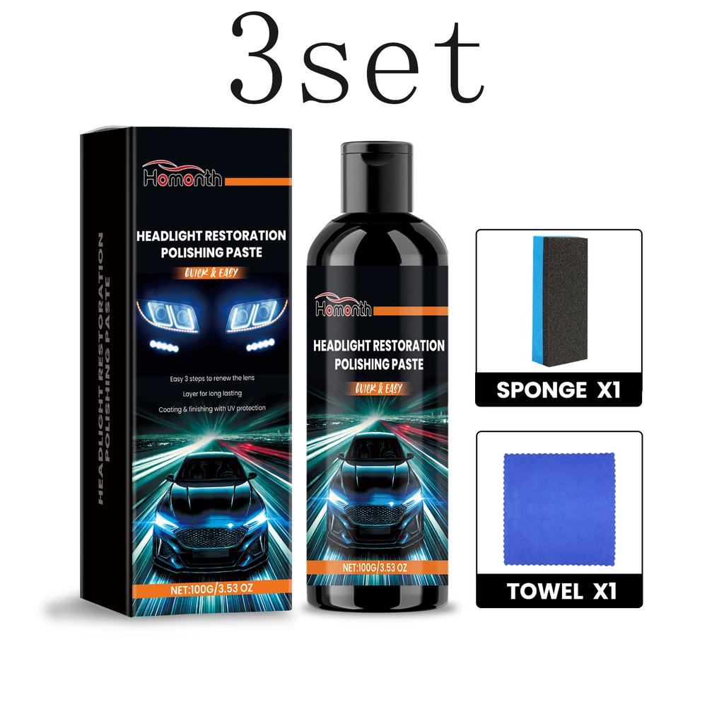 Car Headlight Repair Paste - For Automotive Lamp Dust Removal, Brightening, Cleaning, Polishing & Restoration