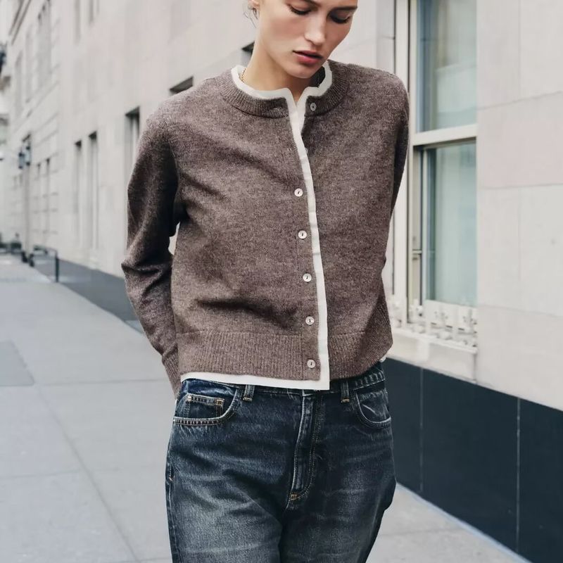 Za New Fall Women's Clothing 2025 Fashion Style Fashion All-Match Contrast Color Knitting Outwear 2142198 706