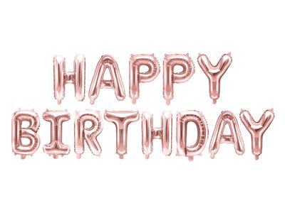 Foil Balloon Happy Birthday Rose Gold 340X35 Cm