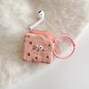 Ins Pink Biscuit Cartoon 3d Relif Round Keychain Earphone Case For Apple Airpod 2 3 Pro 2nd 1 Wireless Bluetooth Charging Box