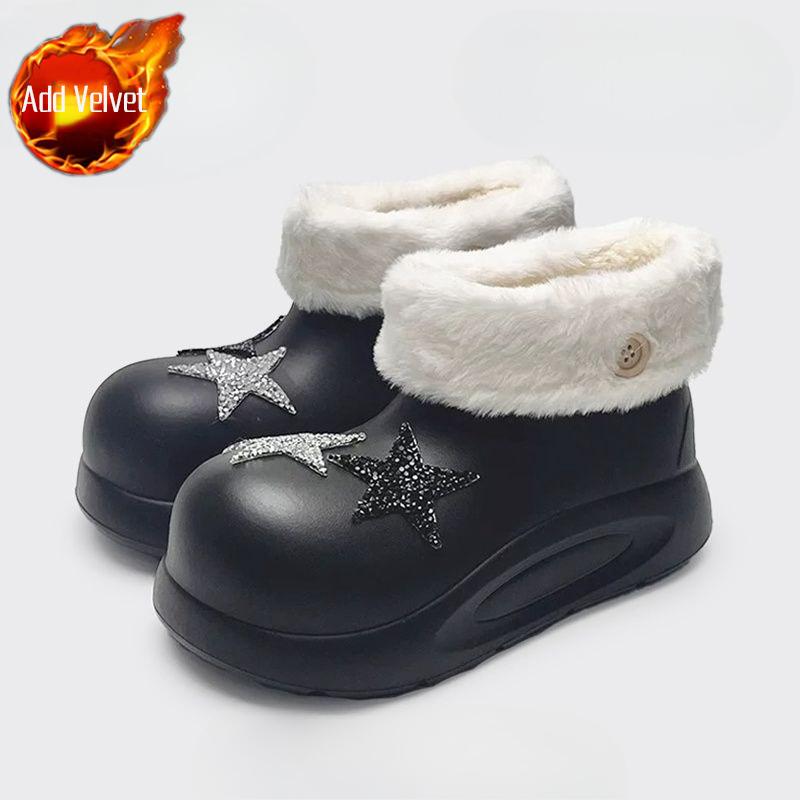 

Модные Пушистые Мягкие Нескользящие Легкие Женские Снежные Сапоги Большого Размера Теплые New Rock 2025 Шикарные и Элегантные в Предложении Плюшевые Женские Туфли 36