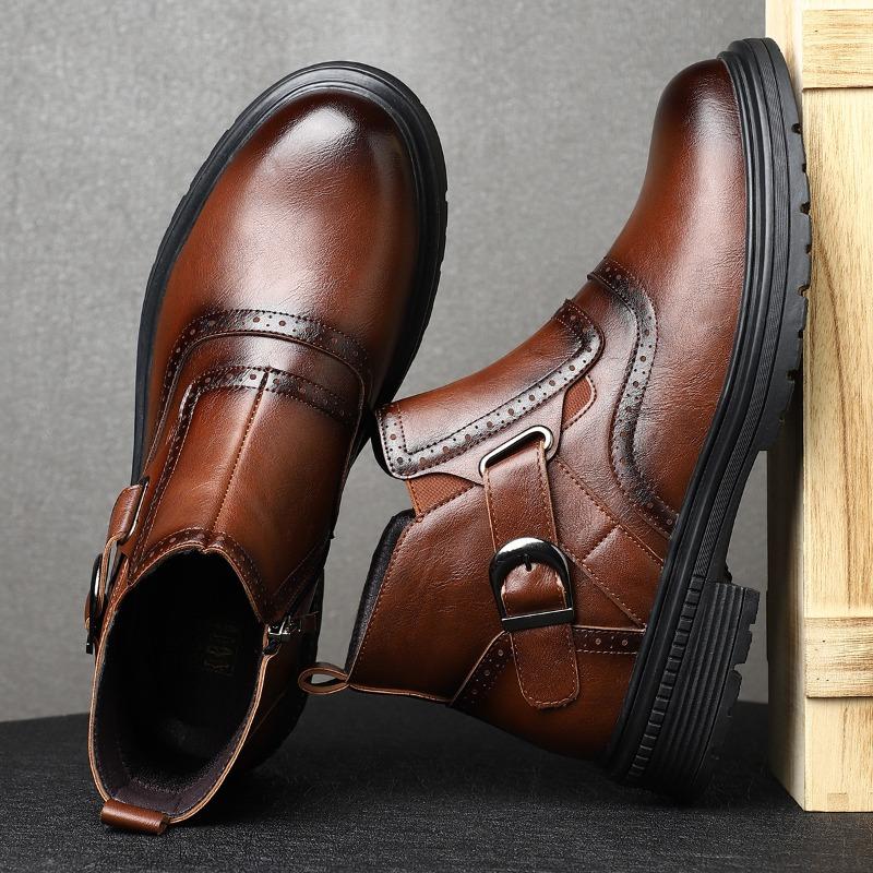 Fashion Classics Men Ankle Boots Fashion Business Leather Boots British Style Casual High Top Boots for Men Office Formal Boot Botas2025