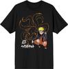 Naruto Shippuden Nine Tails Line Art Crew Neck Short Sleeve Men's Black T-shirt