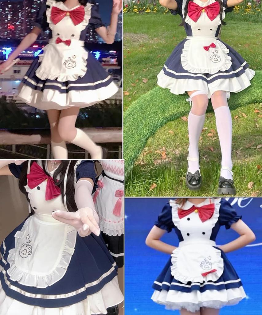 AOTYP Maid Cat Girl Cute Halloween Costume for Women and Plus Little Sister Maid Large Complete Cute School Cultural Photo Size S Costume,