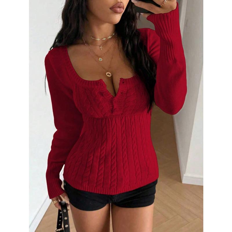 BITCED Women's Fashion Casual V-Neck Long Sleeve Blouses & Shirts