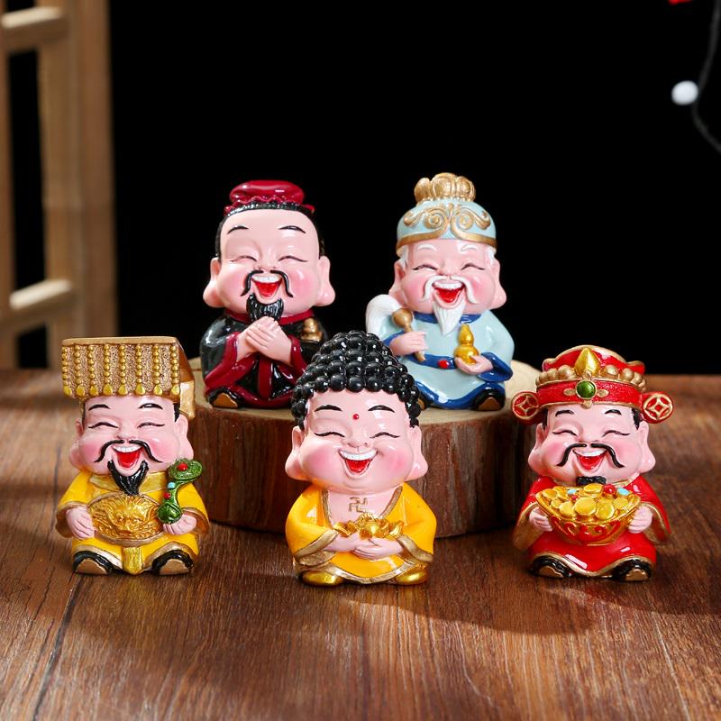 Five Fortune Gods Figurine for Office or Home Decor, Perfect for Entrances, TV Cabinets, Shop Openings, and Housewarming Gifts