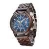 Men's Quartz Wooden Watch with Luminous Multifunctional Large Dial