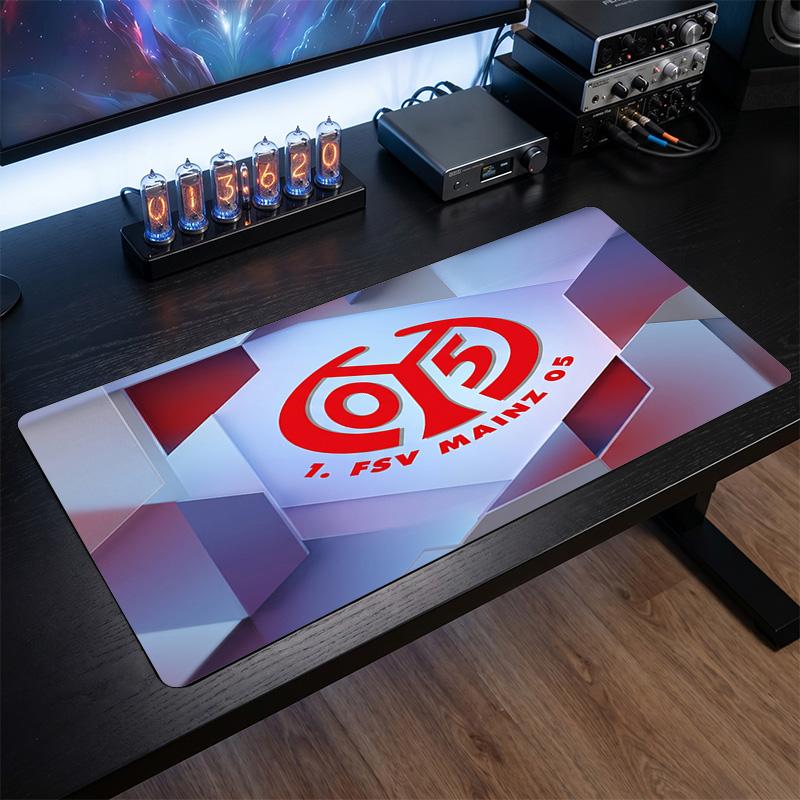 Mainz FC Theme Pattern Mouse Pad, Soccer Logo Design XXL Gaming Desk Mat Non-Slip Computer Mouse Pad