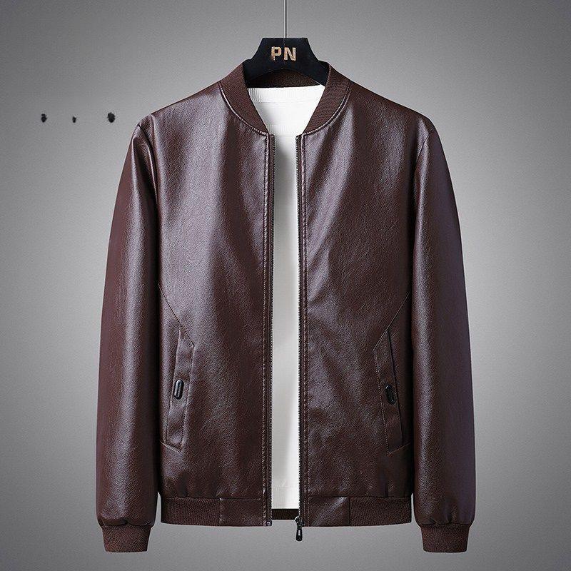 

Кожаная куртка мужская осень и зима новый стиль бархат утолщенный универсальный повседневный модный большой размер пальто бейсбольный воротник кожаная куртка 4XL