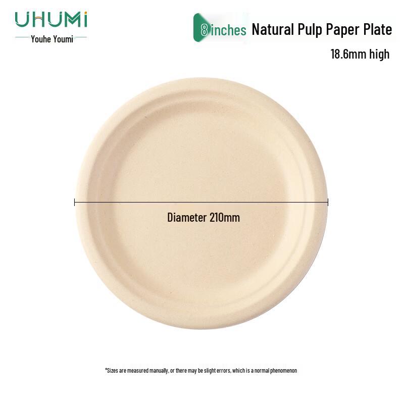 8-Inch Round Biodegradable Sugarcane Plates