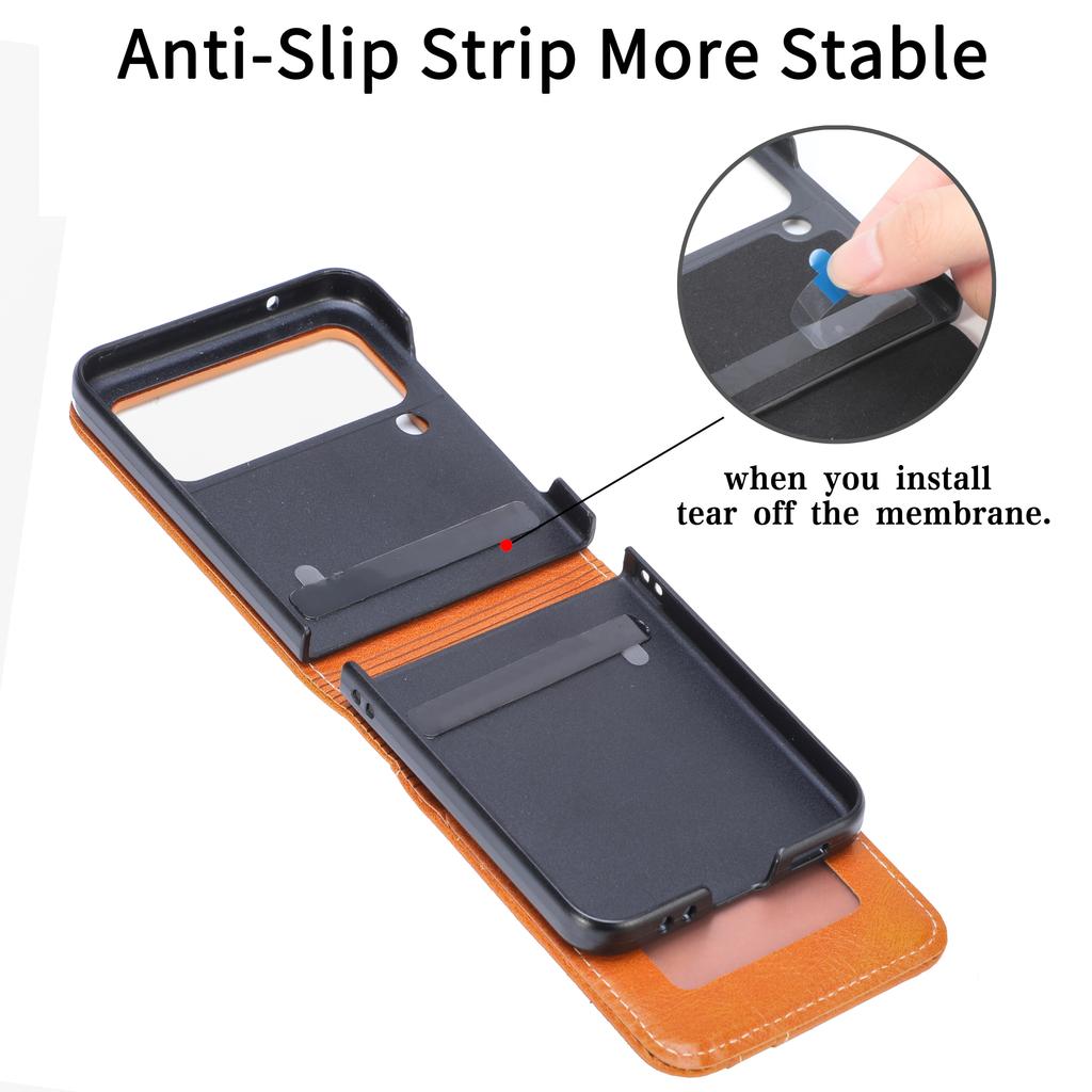 Non -Fingerprint Card Holder Leather Case For Samsung Galaxy Z Flip4 5g Flip 4 Flip3 Flip 3 Wallet Cover For Samsung Z Flip4