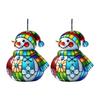 Yousheng Cute Snowman Suncatcher Acrylic Stained Glass Window Hanging Ornament for Christmas Car Indoor Outdoor Decor