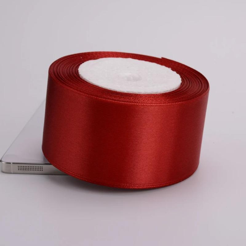 (25Yards/roll) 6/10/15/20/25/40/50mm Wine red Color Satin Silk Ribbon Handmade DIY Material Gift Wrapping Clothing Accessories