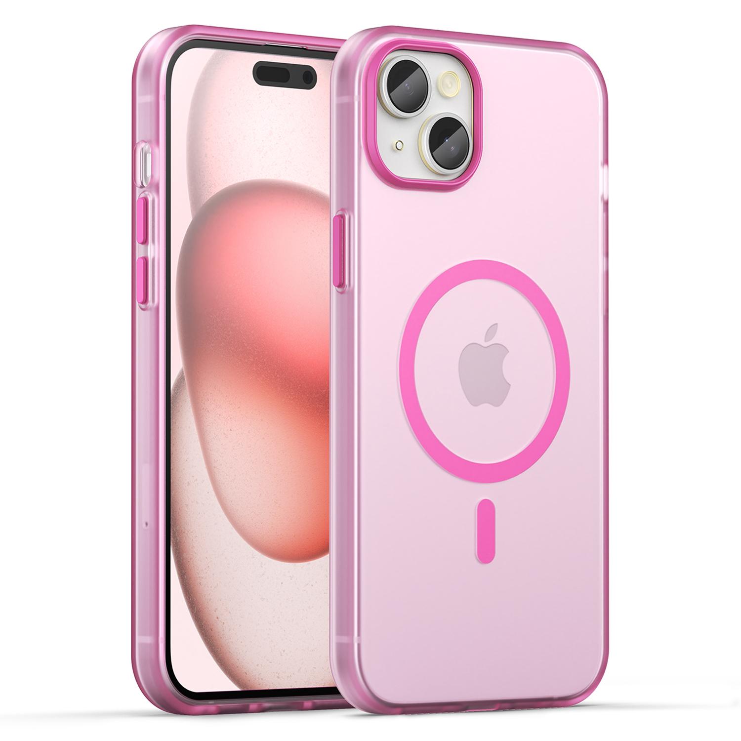 

For iPhone 15 Plus/14 Plus Magnetic Case Translucent Matte Anti-Fingerprint Phone Cover Pink