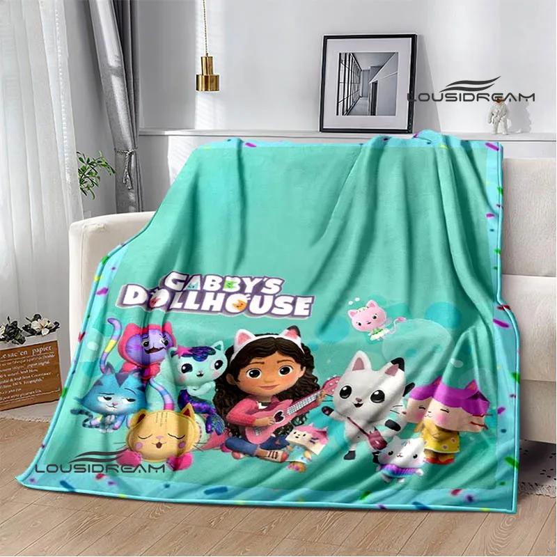 Gabby's Dollhouse Cute Anime Printed Blankets Picnic Blanket Flannel Warm Blanket Travel Blankets Bed Linings Birthday Gift