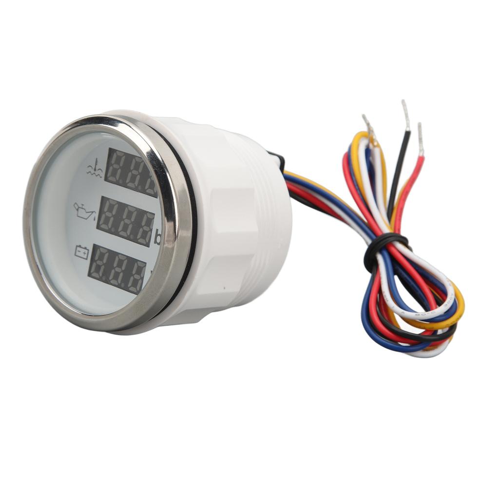 Water Temp Gauge Oil Pressure Voltage Meter 52mm 3 in 1 Digital Display Meter for RV Yacht Fishing