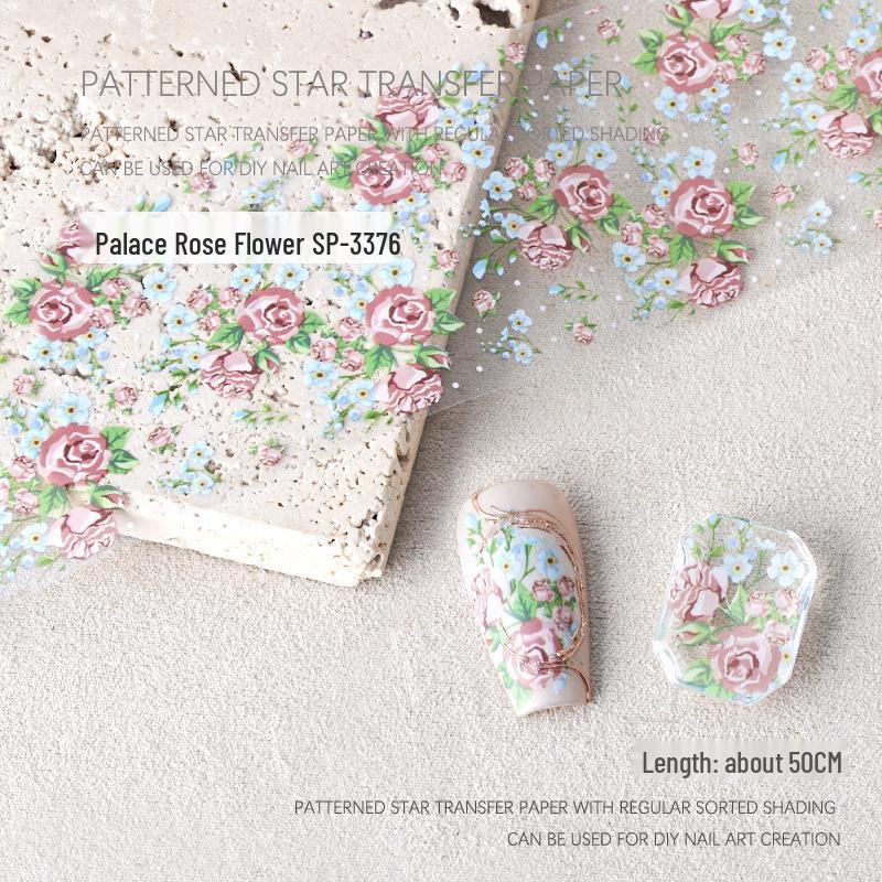 Starry Sky Rose Flower Nail Art Transfer Stickers