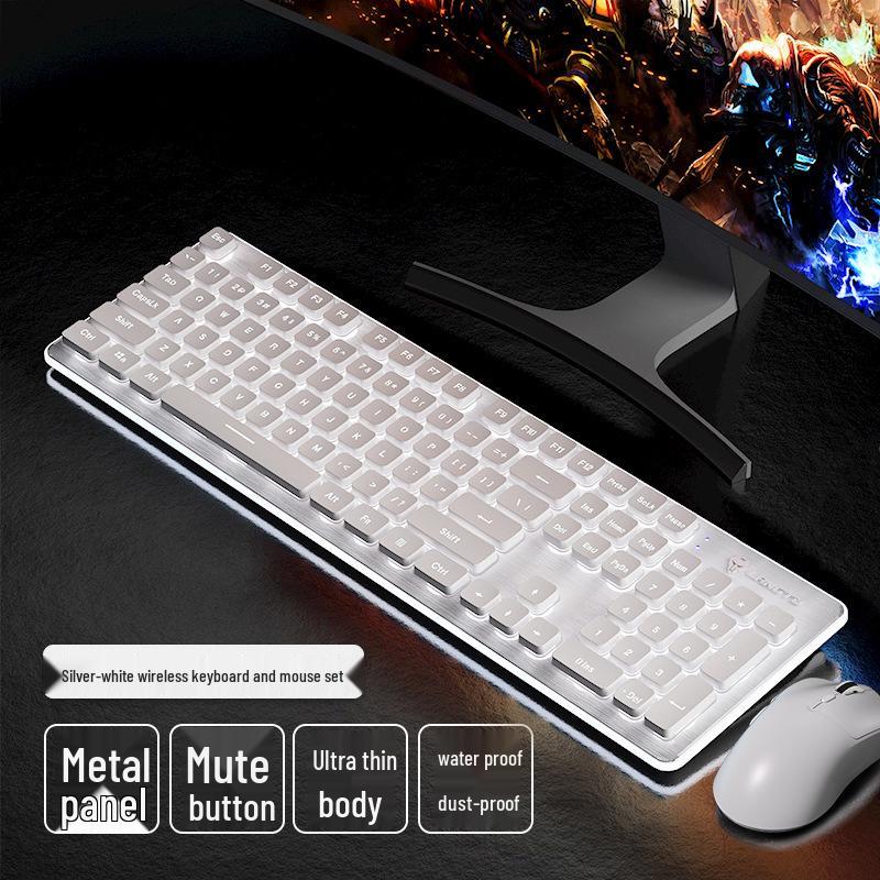 Langtu LT600 Wireless Silent Membrane Keyboard & Mouse Set for Gaming and Office Use