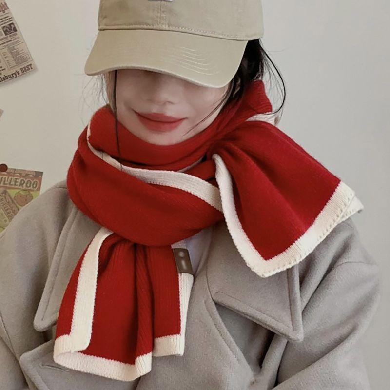 Schwarz & Weiß Warmer Schal Winter High-End Niedlich Student Koreanischer Stil Nische Verdickt Vielseitig Unisex Halswärmer