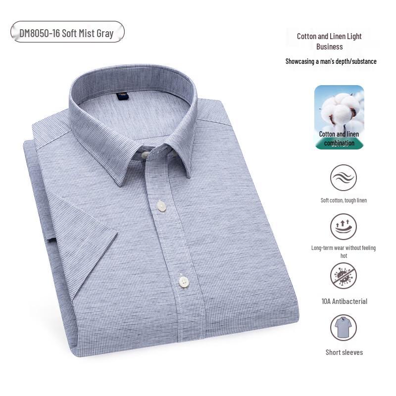 

Judger Men s Linen Blend Plaid Short Sleeve Shirt 39 (63-68kg)