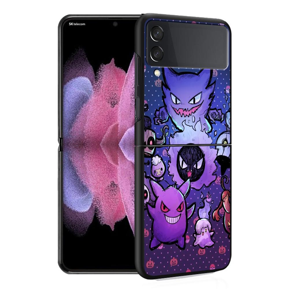 

Роскошный чехол для Samsung Galaxy Z Flip 4 3 5G черный ПК жесткие чехлы для телефонов модная задняя крышка ZFlip Funda Pokemon Gengar Cool Shell Samsung Z Flip 3 5G