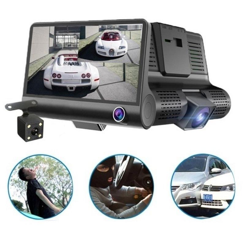 HD Car DVR 2/3 Camera Lens 4.0 Inch Rearview Mirror Dash Cam Camera Video Recorder Stream Media Player