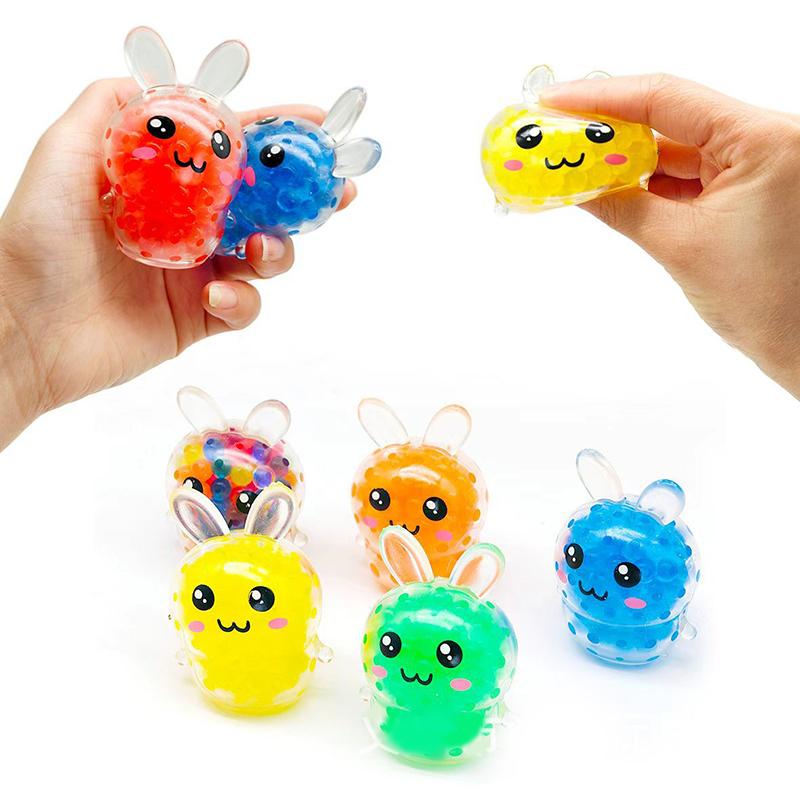 Easter Squishy Bunny Stress Balls Stress Relief Fidget Toy Kids Birthday Party Favors Colorful Rabbit for Easter Basket Stuffers