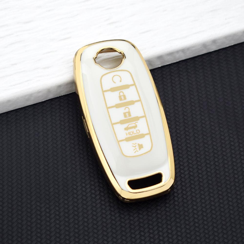 TPU Key Fob Cover for Nissan Rogue Kicks Pathfinder Qashqai J12 Ariya Altima Premium 5 Buttons Soft Key Case Holder Accessories