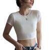 Black American front shoulder crew neck short short-sleeved T-shirt women's summer new slim-fitting navel-showing sweet Spice Girl top