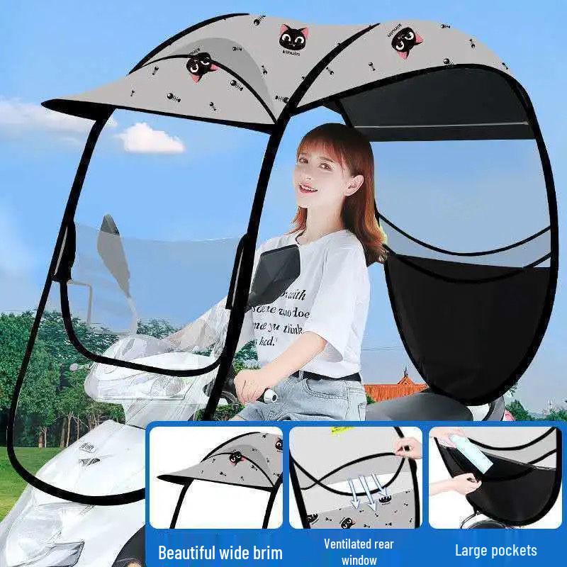 Collapsible Windproof Sunshade for Electric Cars & Motorcycles