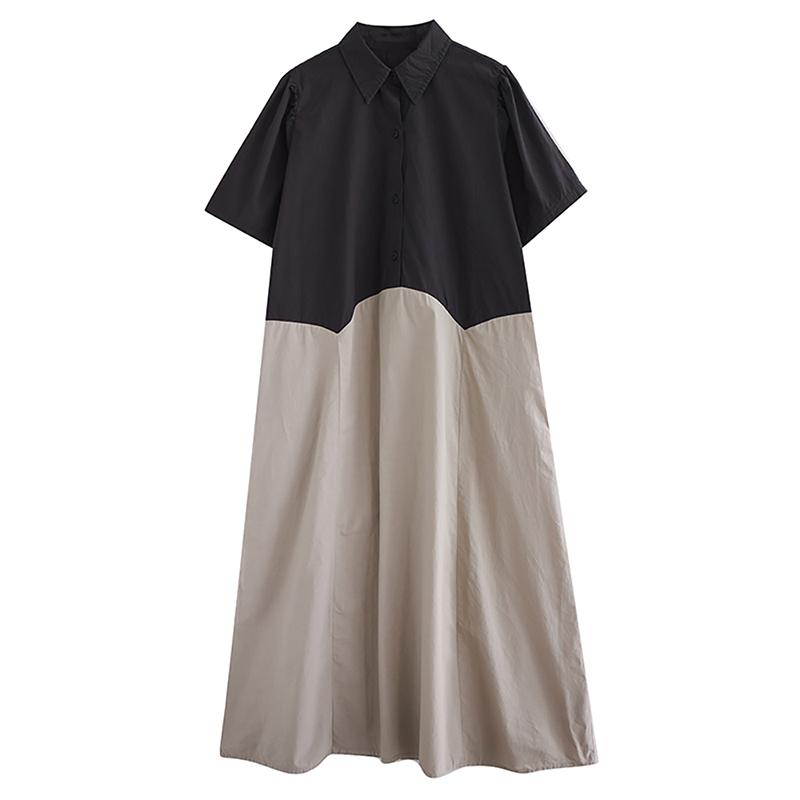 

Свободное темпераментное платье XITAO с отложным воротником DMJ1235 One Size чёрный