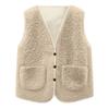 Girls' Fashionable Casual Solid Color  Plush Short Vest Jacket