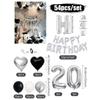 30/54pcs Black and White Balloons, Silver Banner Balloons Suitable for Birthday Decoration and Holiday Decoration