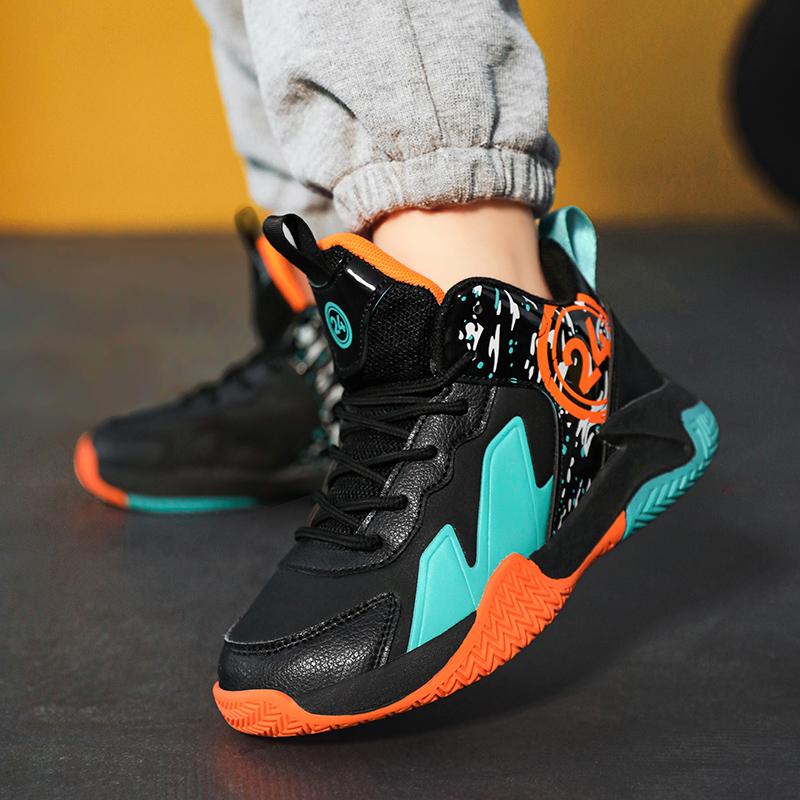 31-40 Kinder und Jugendliche Übergröße Rutschfest Verschleißfest Modische High-Top Basketballschuhe Sportschuhe