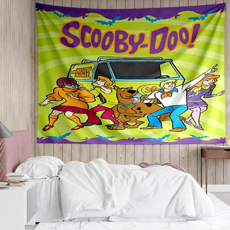 Scooby-Doo Print Tapestry, Backdrop, Easy Setup, Ideal for Bedroom, Office & Living Room, with Aesthetic Wall Hanging Decor.