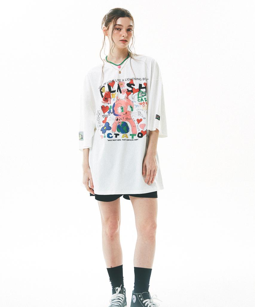 Soipeuyukaen Oversized Loose Fit Print T-Shirt