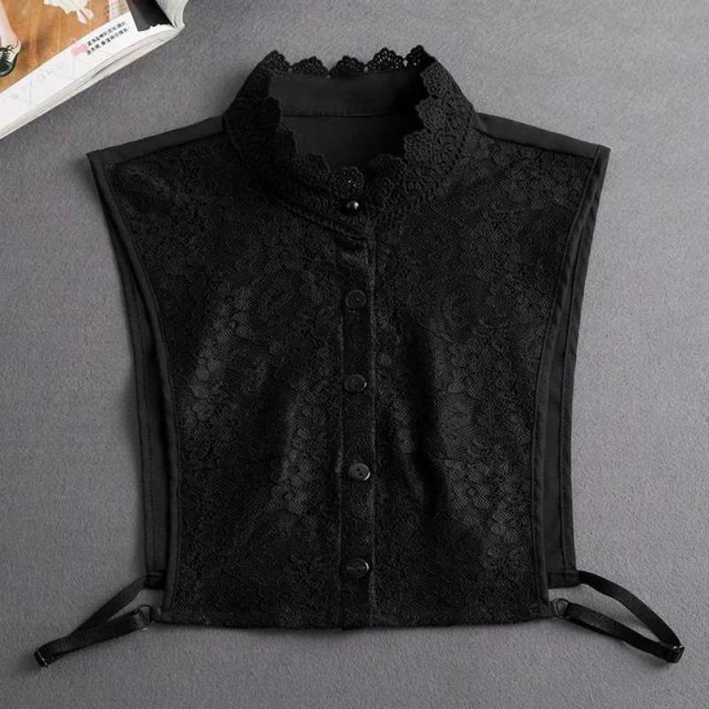 New Women White Lace Fake Collar Vintage Shirt Detachable Collar Front Tie Men Lapel Blouse Top Sweater Cotton False Collars