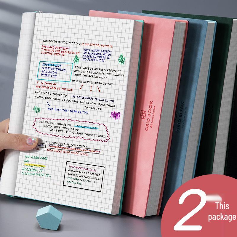 Hand-Painted Grid Notebook: Stylish A5/B5 for College Students with Thick Pages, A4 Journal