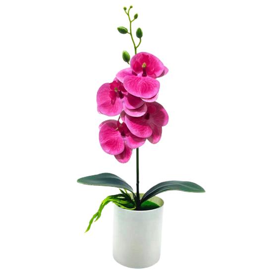 Plantă artificială, fără udare, realistă, rezistentă la intemperii, în aer liber, în ghiveci, floare de orhidee falsă pentru balcon
