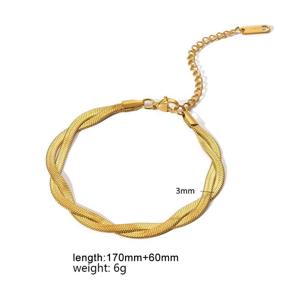 Bracciale fai da te in acciaio al titanio europeo e americano – Catena in acciaio inossidabile placcata in oro 18k, anti-scolorimento