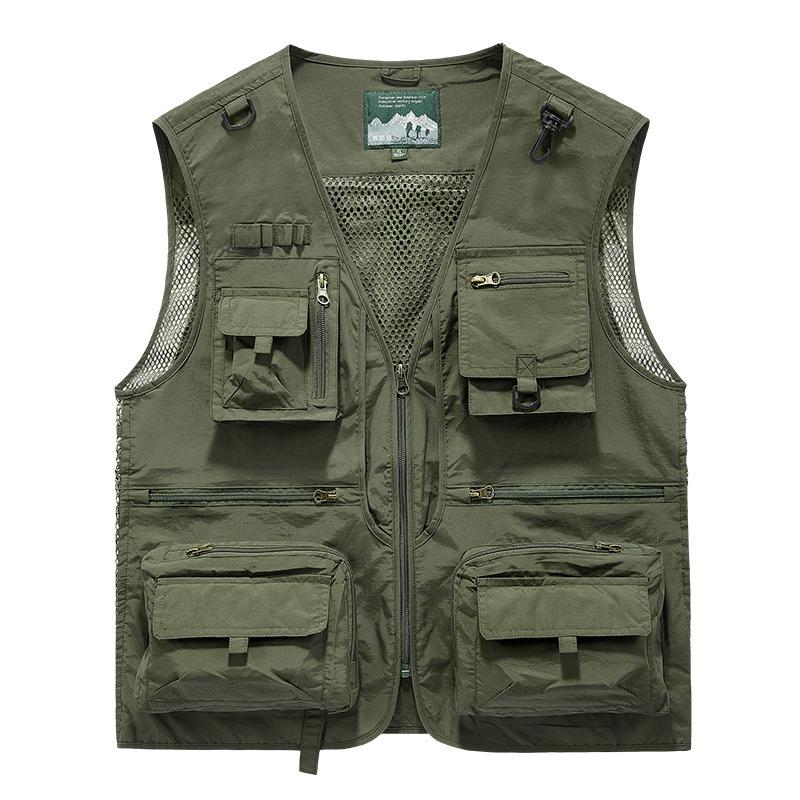 Men's Multi-Pocket Mesh Vest with Custom Logo & Embroidery for Fishing & Photography