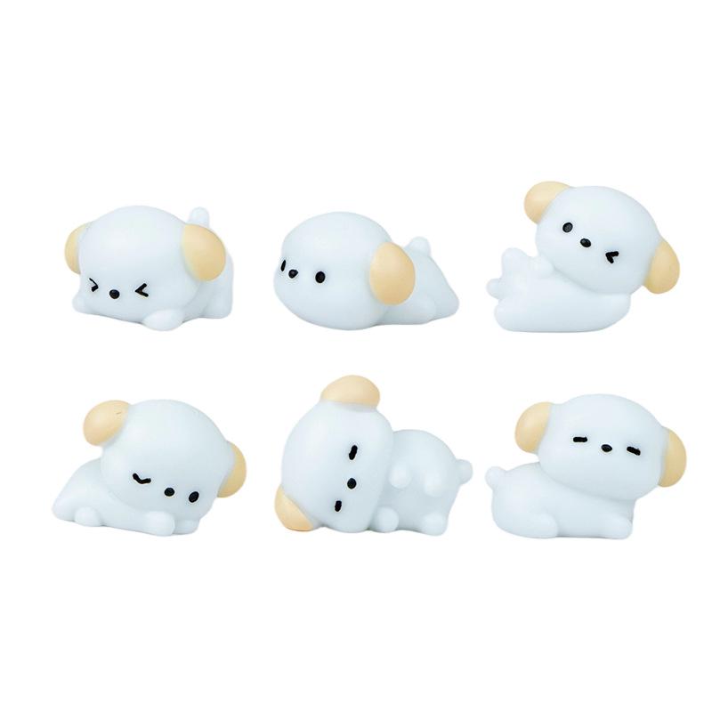Miniature Cute Cartoon White Puppy Resin Ornament for Home Decor