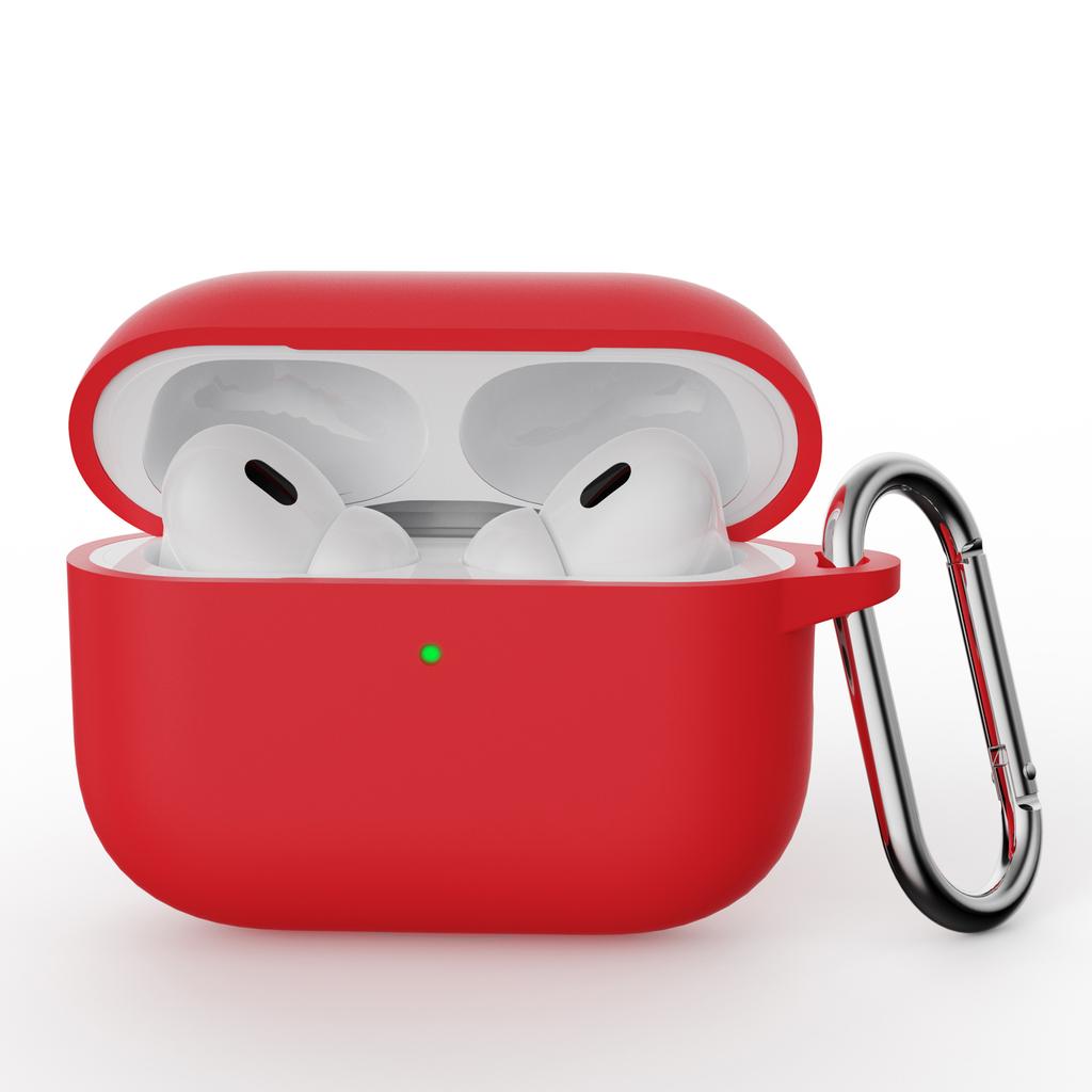 Solid color silicone one-piece earphone case for AirPods PRO1 Bluetooth earphone case with hook