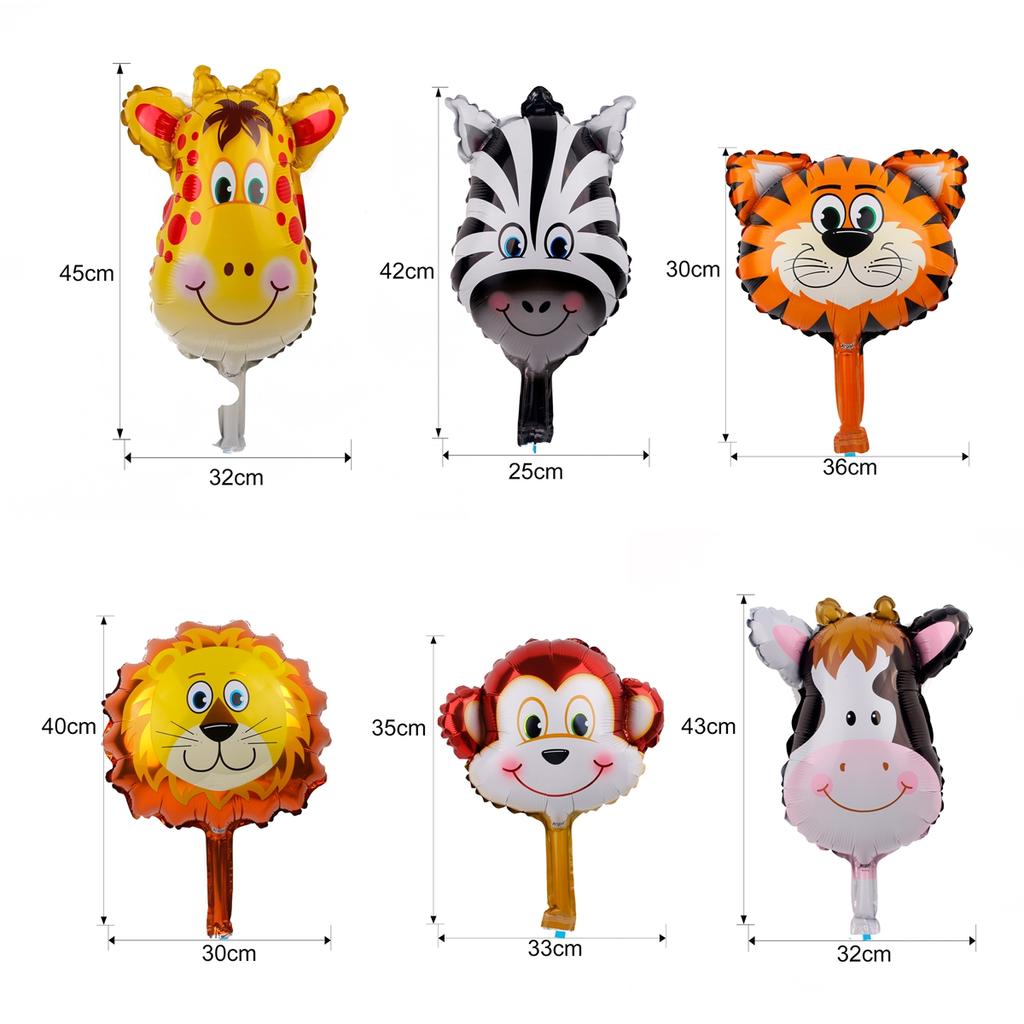 6pcs/lot Animal Head Foil Balloons Lion Monkey Helium Balloon  Jungle Safari Animals Birthday Party Decor Baby Shower Balloin