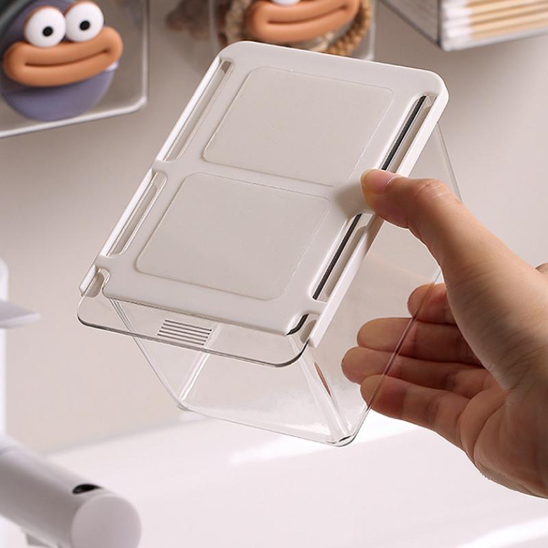 Transparent Drawer Storage Box Under Mirror Cabinet Oragnizer Bathroom Cotton Stick Makeup Pull-Out Case