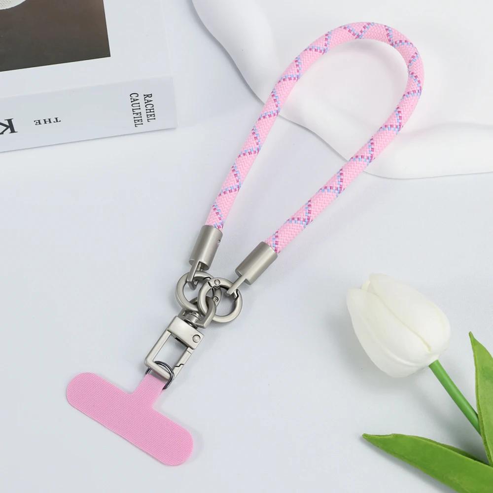 

1Pc Short Wrist Strap Mobile Phone Hanging Strap Anti Slip Anti Fall Anti Loss Phone Case Connecting Piece Universal Pendant рожевий