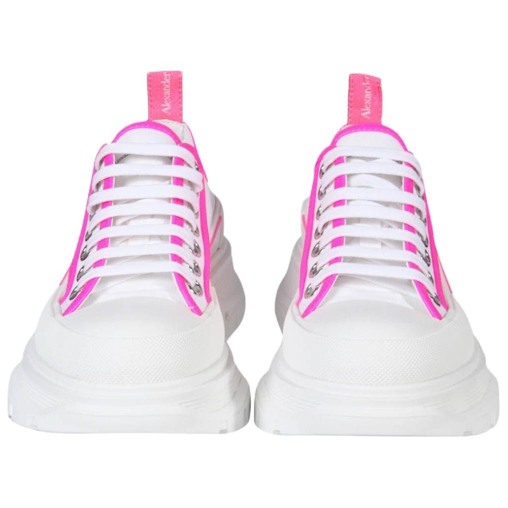 (WMNS) Alexander McQueen Tread Slick Lace Up 'White Neon Pink' Women's 697074W4MV59895